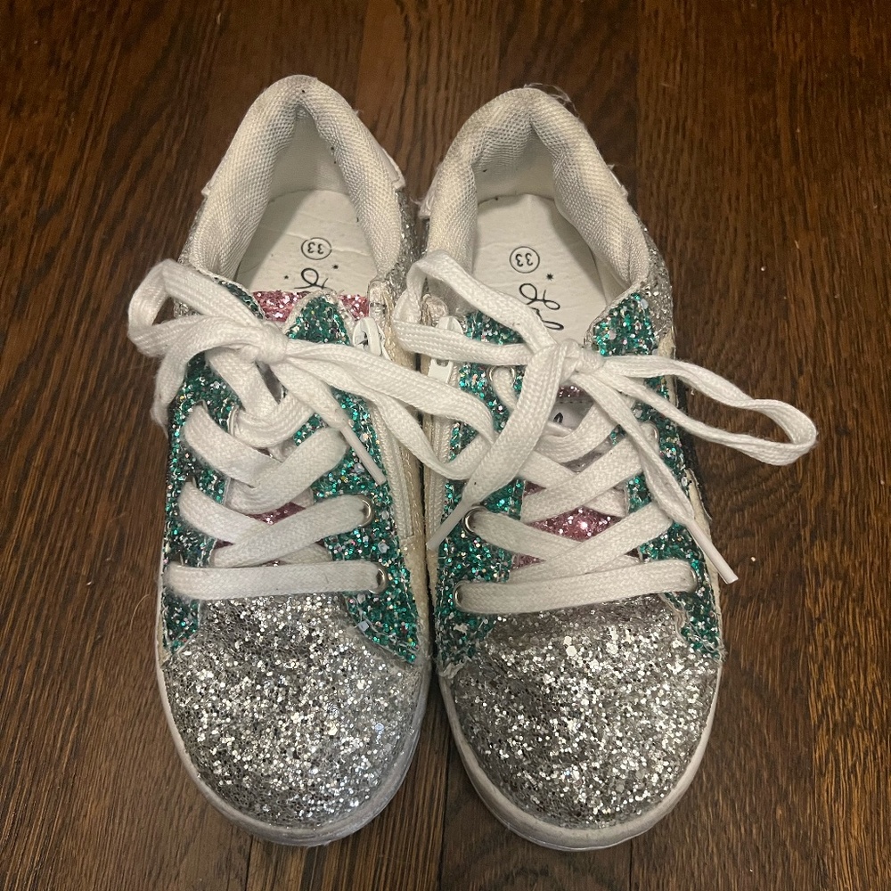 Lola + The Boys Glitter Sneakers - Silver, Green, Pink